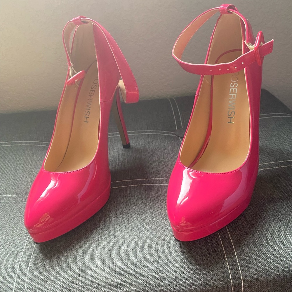 Pink Stiletto Heels with Glossy Finish